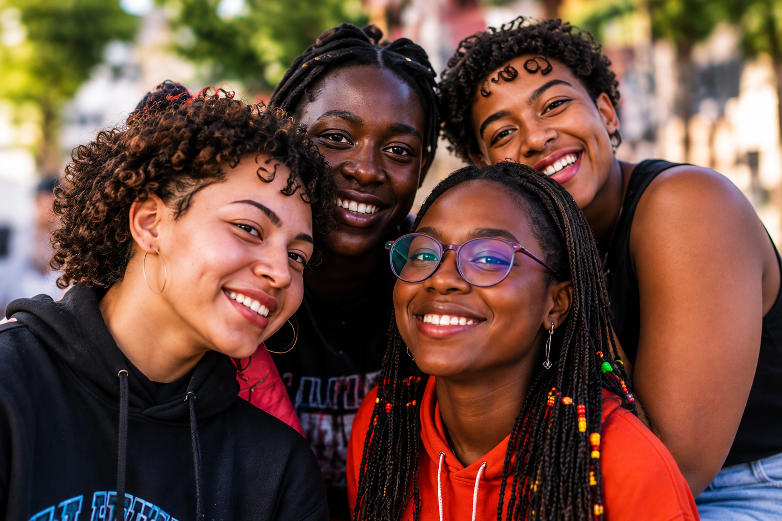 Young people smiling together